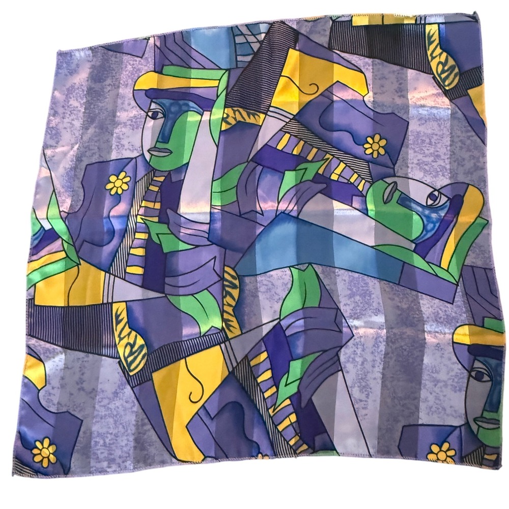 Abstract‎ Art Faces Print Scarf Korea Made Polyester Square